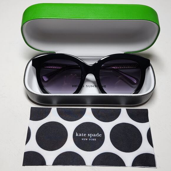 Kate Spade New York Lillian Sunglasses Butterfly Black Grey Gradient - Picture 2 of 13